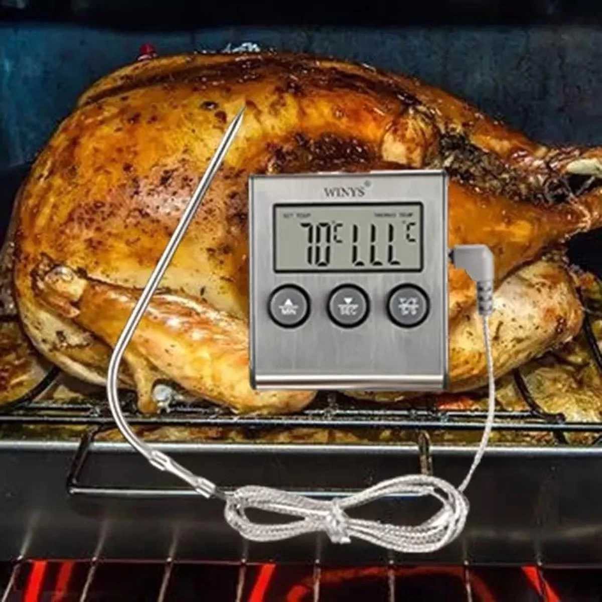 2-in-1 Magnetische Digitale Kern Thermometer Met Keuken Timer Alarm -0-250 Graden Celcius - Magnetische Vloeistof/Vlees Temperatuurmeter Met Meetsonde Draad & Kook Timer - Afbeelding 7