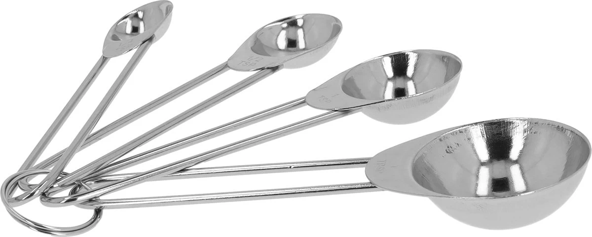 Krumble MaatCups En Lepels - Set Van 8 - Maatcupjes - Maatlepels - Maatbekers - Maatschepjes - Cups - Spoons - Tablespoon - Teaspoon - RVS - 250 Ml + 125 Ml + 80 Ml + 60 Ml + 15 + 5 + 2,5 + 1,25 Ml - Afbeelding 3