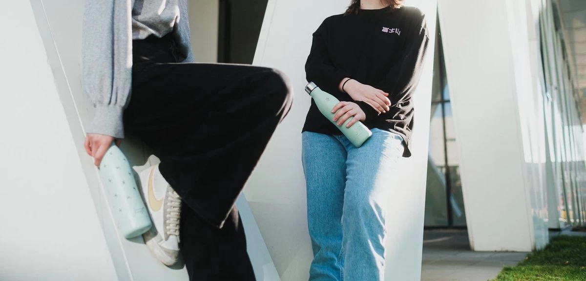 Juicy Blossom Drinkfles - 500ml - Roestvrij Staal - Stainless Steel Bottle - Waterfles - Drinkfles - Thermosfles (Muntgrijs) - Afbeelding 5