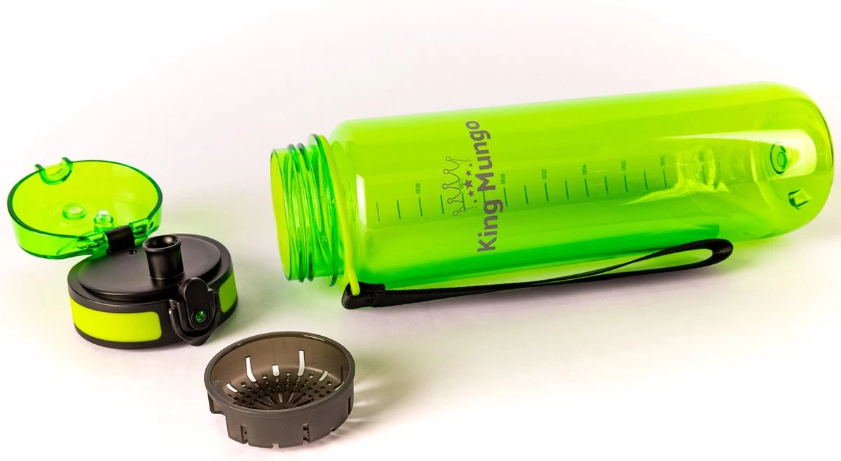 1 Liter Drinkfles - Vaatwasserbestendig - Sport Bidon Drinkbus King Mungo 1000ml Groen - Afbeelding 4