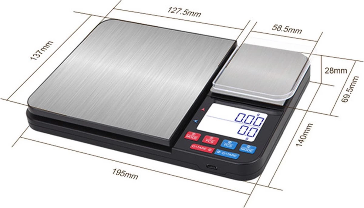 Juleika Keukenweegschaal Digitaal 2022 Ultra Nauwkeurig Precisie Weegschaal 2 Platforms - 0,01 G Tot 5 Kg - Inclusief Batterijen - Juwelen Koffiebonen - Afbeelding 2