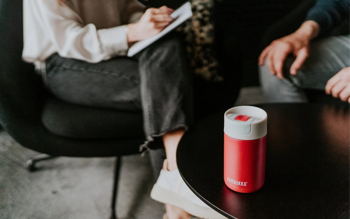 Kambukka Olympus Thermosbeker 300 Ml - Makkelijk Reinigen - Lekvrije Koffiebeker - RVS - Cherry Cake - Afbeelding 2