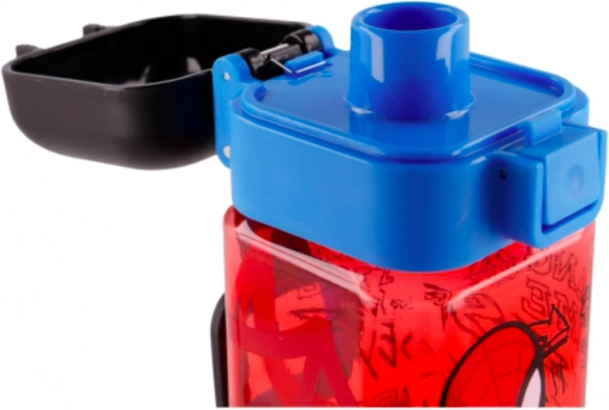 Star Spiderman 3 Vak Brooddoos / Broodtrommel + Grote Tritan Vierkante Drinkfles - 550 Ml - Afbeelding 2