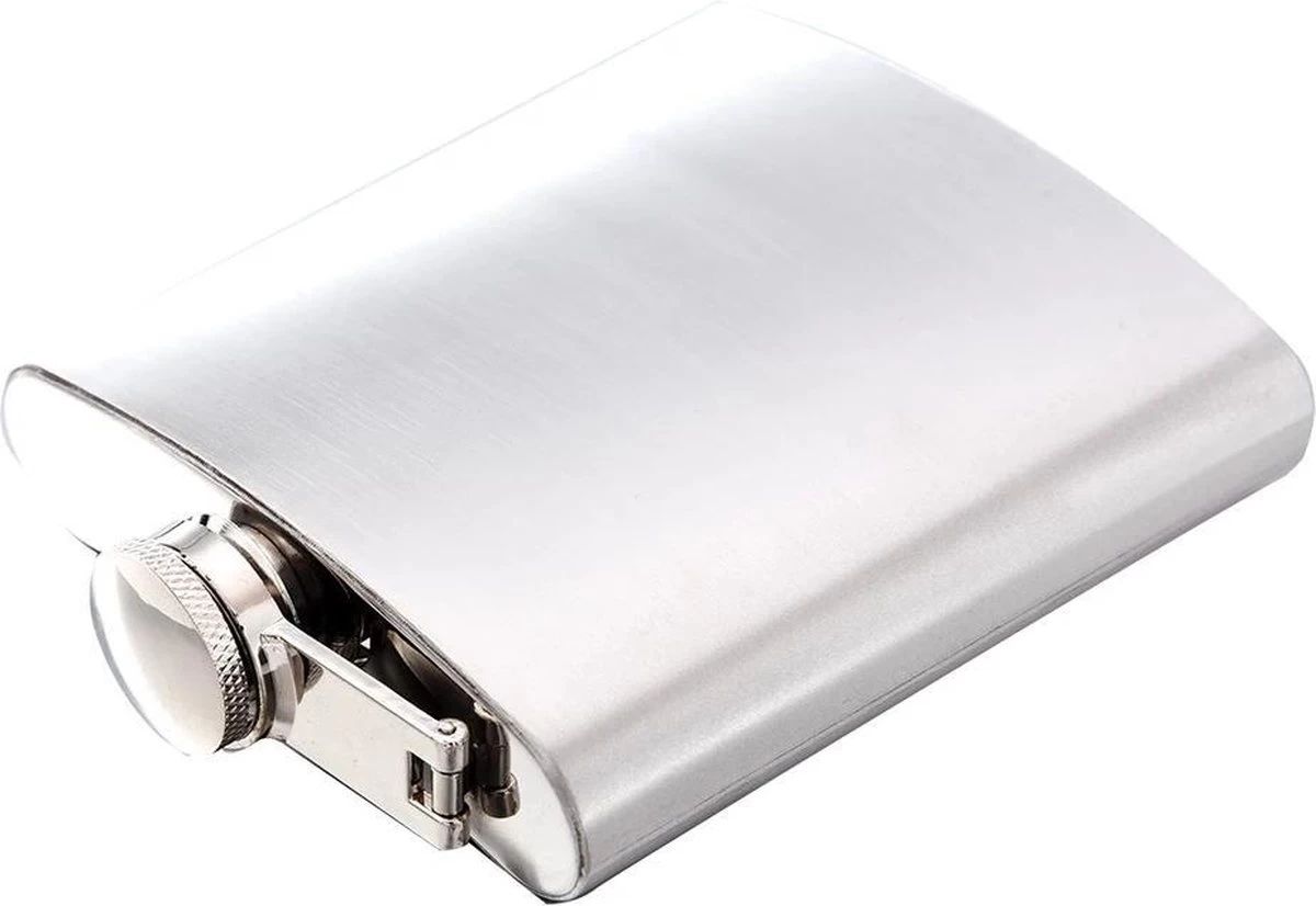 LOUZIR Premium RVS Heupfles Met Schroefdop - 200 Ml - 12x9cm - Afbeelding 3