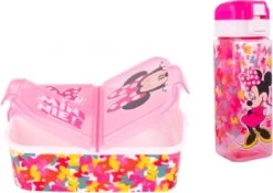 Star Minnie Mouse 3 Vak Broodtrommel + Grote Tritan Vierkante Drinkfles Met Slot 550ml