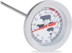 Relaxdays Vleesthermometer Analoog - Bbq Thermometer Rvs - Braadthermometer 20 Cm Barbecue