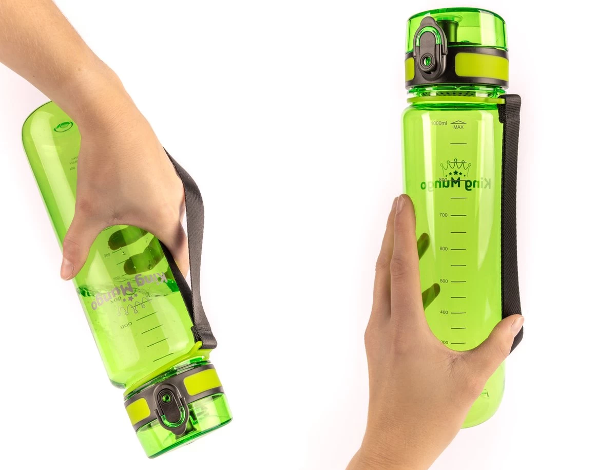 1 Liter Drinkfles - Vaatwasserbestendig - Sport Bidon Drinkbus King Mungo 1000ml Groen - Afbeelding 6