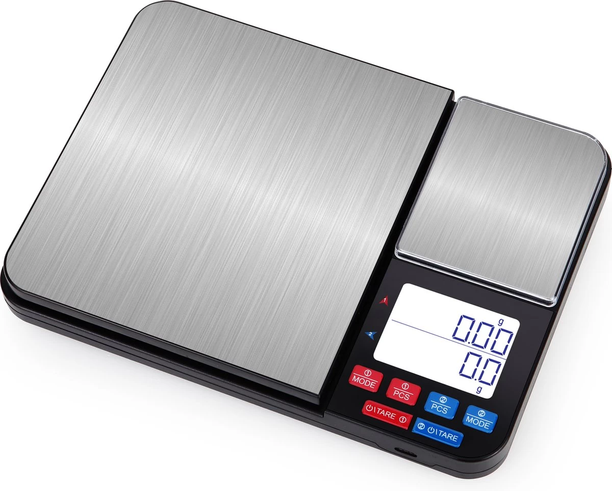 Juleika Keukenweegschaal Digitaal 2022 Ultra Nauwkeurig Precisie Weegschaal 2 Platforms - 0,01 G Tot 5 Kg - Inclusief Batterijen - Juwelen Koffiebonen