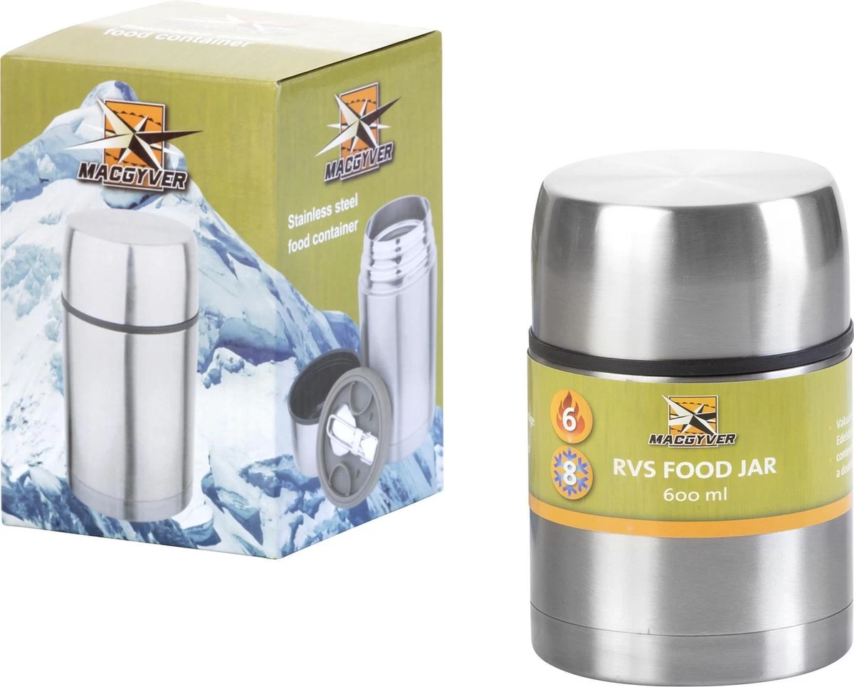 MacGyver Voedselcontainer 600ML - Thermoskan Rvs - Onbreekbaar - 16cm - Afbeelding 7