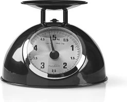 Nedis Keukenweegschaal - Analoog - Roestvrij Staal - Verwijderbare Kom - Zwart