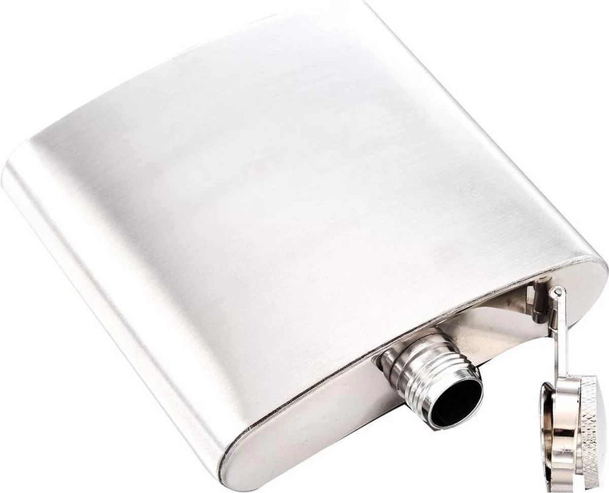 LOUZIR Premium RVS Heupfles Met Schroefdop - 200 Ml - 12x9cm - Afbeelding 2