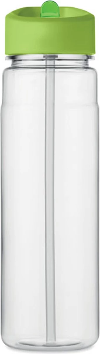 Merkloos Drinkfles Met Rietje - Waterfles - Drinkfles Volwassenen - Flip-top Deksel - RPET - Polypropyleen - 650ML - Groen - Afbeelding 2