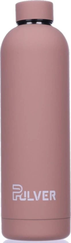 Pulver - RVS Thermosfles / Drinkfles – BPA Vrij – 750 Ml - Waterfles Met Draaidop – Drinkfles – Dubbele Isolatie - Rubberen Coating- Licht Roze