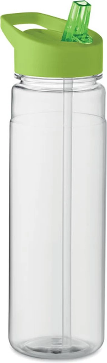 Merkloos Drinkfles Met Rietje - Waterfles - Drinkfles Volwassenen - Flip-top Deksel - RPET - Polypropyleen - 650ML - Groen