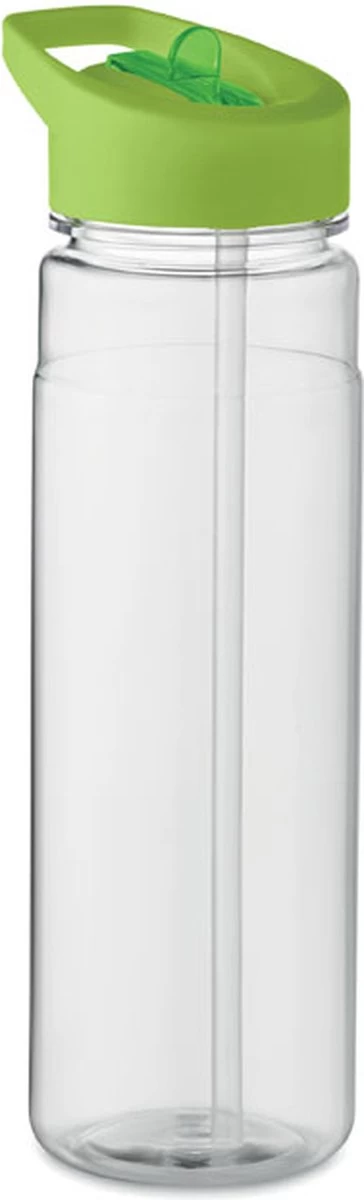 Merkloos Drinkfles Met Rietje - Waterfles - Drinkfles Volwassenen - Flip-top Deksel - RPET - Polypropyleen - 650ML - Groen - Afbeelding 3