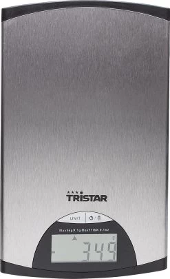 Tristar KW-2435 Keukenweegschaal – 5 Kilogram – Weegschaal Keuken Digitaal - RVS