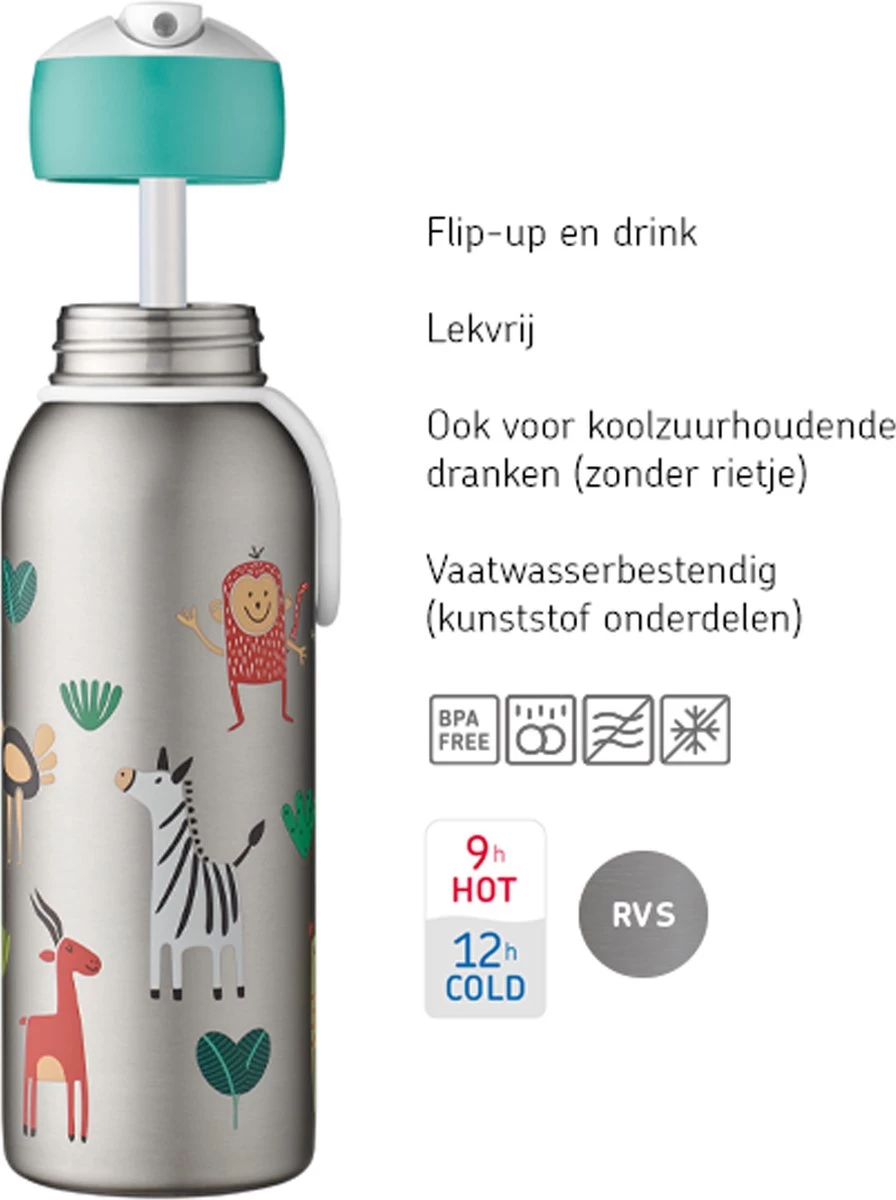 Mepal – Isoleerfles Flip-up Campus – Unicorn – Waterfles Met Rietje – Houdt Je Drankje Tot 9 Uur Warm En 12 Uur Koud – Drinkfles Voor Kinderen – Thermosfles - Afbeelding 4