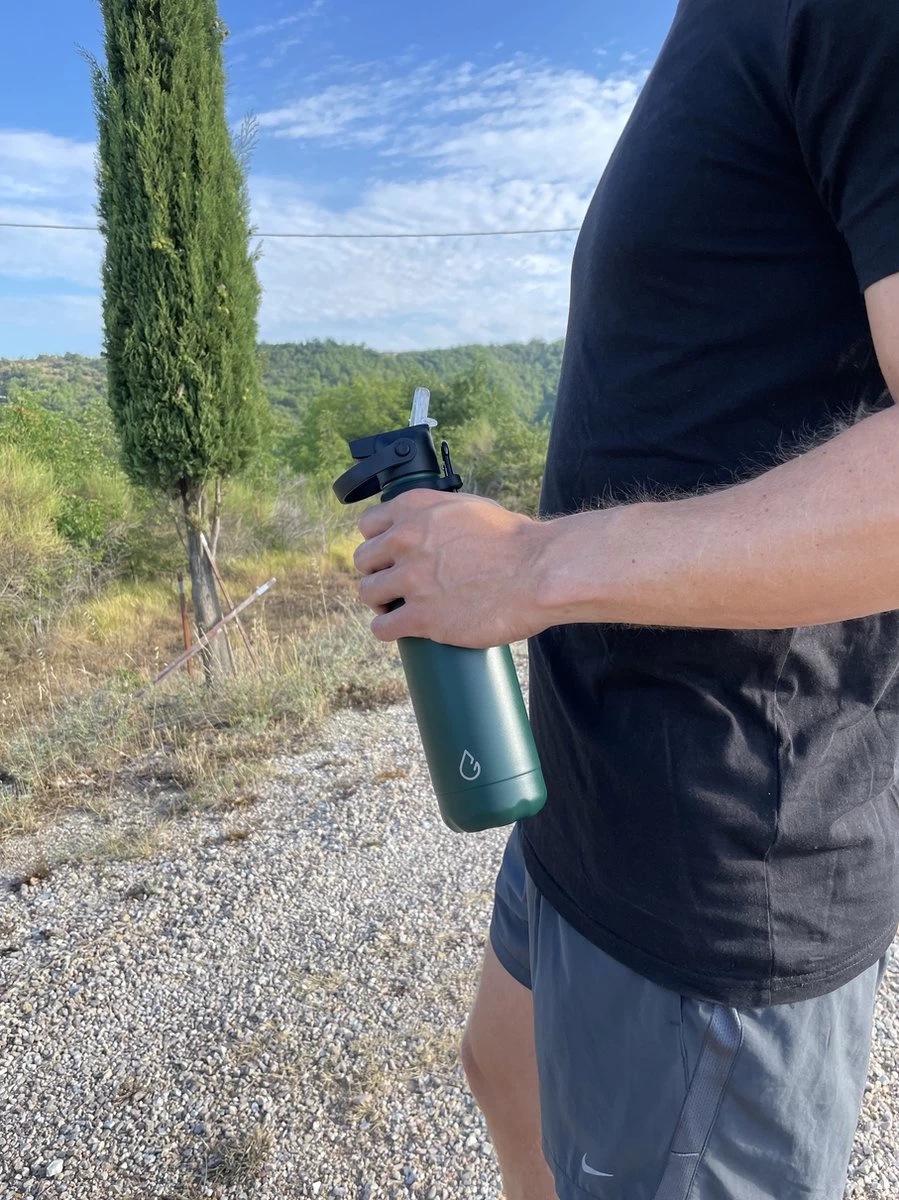 Wattamula Design Eco RVS Drinkfles - Mosgroen - Extra Dop Met Rietje En Carrier - 500 Ml - Waterfles - Thermosfles - Sport - Afbeelding 6