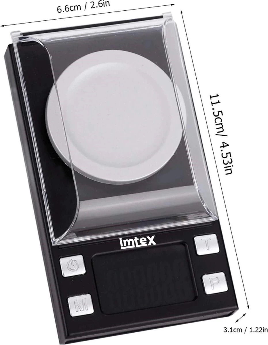 Imtex Precisieweegschaal 50 G / 0,001 Gram - Milligram-Weegschaal - Zakweegschaal - Laboratoriumweegschaal Met LCD-Display - Brievenweegschaal - Professionele Digitale Weegschaal - Goudweegschaal - Zwart - Afbeelding 4