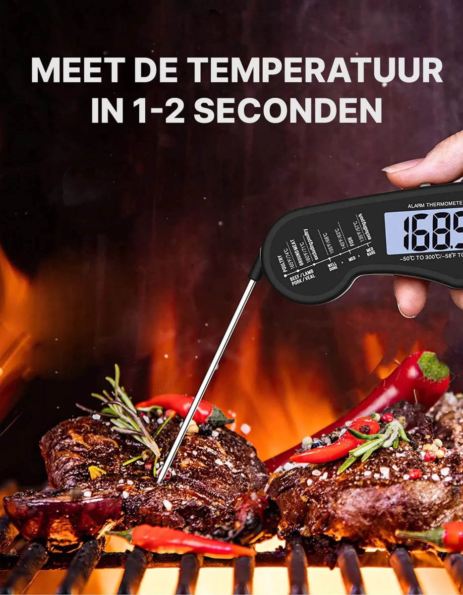 Vleesthermometer - BBQ Thermometer - Oventhermometer - Big Green Egg - Inclusief Sonde En Batterijen - Afbeelding 5