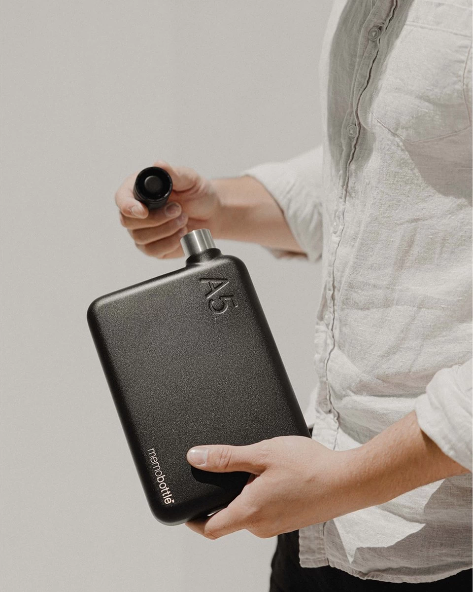 Memobottle A5 Bottle Stainless Steel 1050ml Black - Afbeelding 2